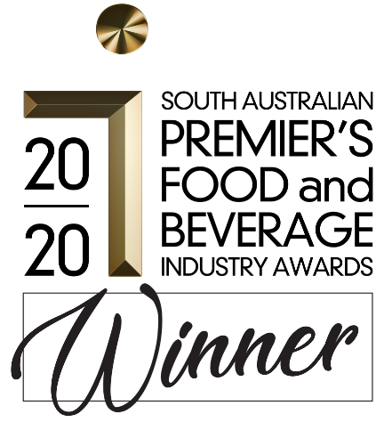 A logo reads: 2020 South Australian Premier's Food and Beverage Industry Awards – Winner