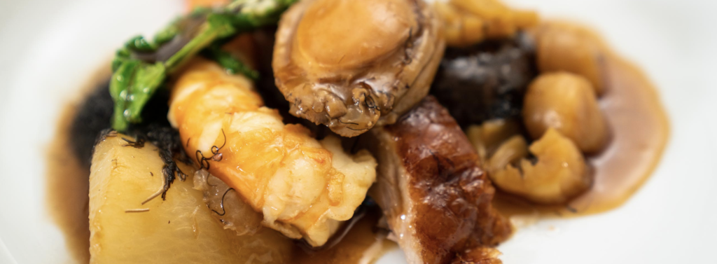 Braised Abalone, Roast Duck, Daikon and Mushrooms