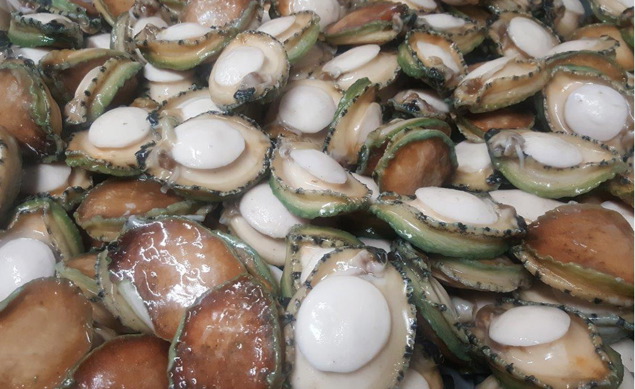Shucked and frozen Australian Abalone.